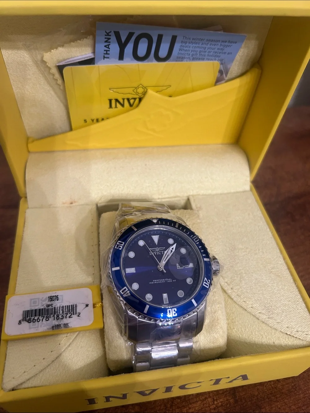 Invicta Men's Silver Watch with Blue Dial and Silver Bracelet